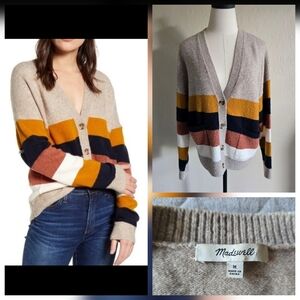 Madewell Kent Staunton Stripe Ex-boyfriend Cardigan Sweater